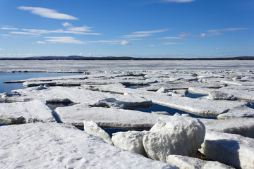 Sea ice is destroyed in the spring