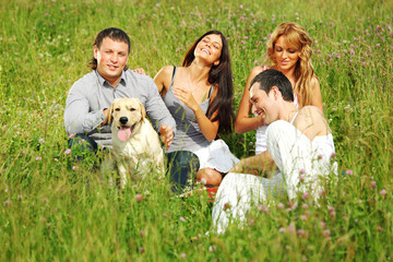 friends and dog