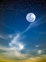 Naklejka na ściany i meble White cloud dragon and full moon