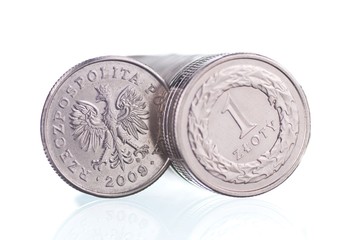 Polish one Zloty coins background