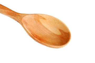 Wooden spoon, isolated on white background
