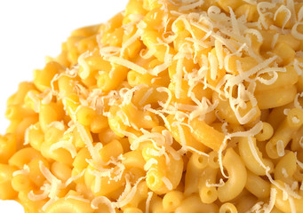 Macaroni and cheese with grated cheese on top