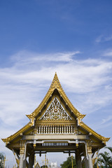 thai temple roof and nice blue sky