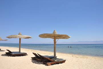 Sandy beach at Red Sea coast, Sinai.