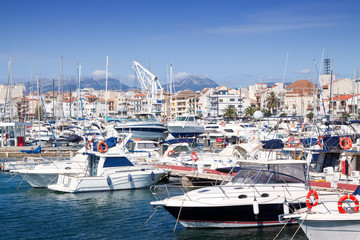 Many yachts lying at  Cambrils