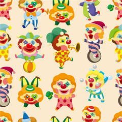 seamless cartoon circus clown pattern