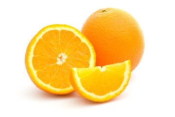 Fresh orange fruits isolated on white background