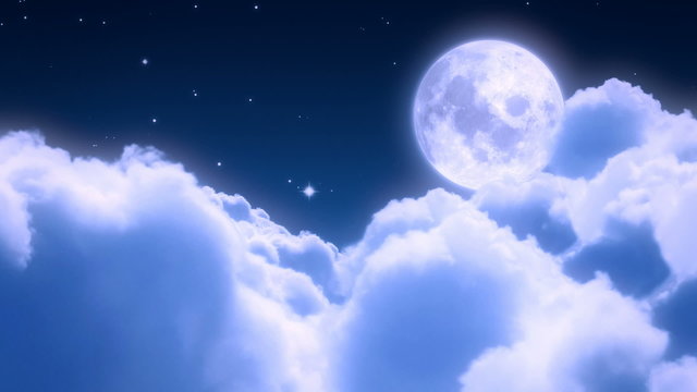 Night clouds and moon - loopable flight