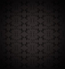 black abstract background with floral pattern