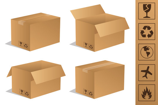 Paket Päckchen Lieferung Box Karton Set 5
