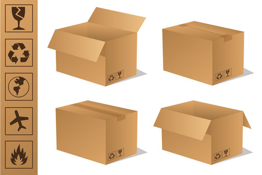 Paket Päckchen Lieferung Box Karton Set 6