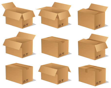 Paket Päckchen Lieferung Box Karton Set 14