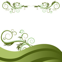 Fototapeta na wymiar Green Wave Vine Flourishes Background