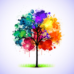 Colorful abstract tree background - 32086669