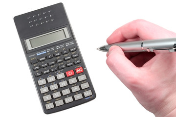 Calculation with pen and calculator