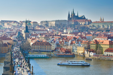 Charles Bridge, Vltava river and Charles Bridge, Prague