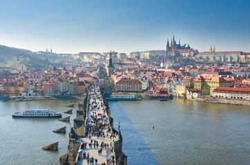 Acrylic prints Charles Bridge Vltava river, Charles bridge and Prague Castle view, Prague