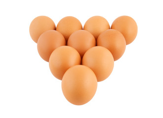 Eggs on white background