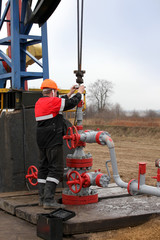 Gas production operator works