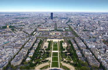 Paris from a height. Field of Mars. View from the Eiffel