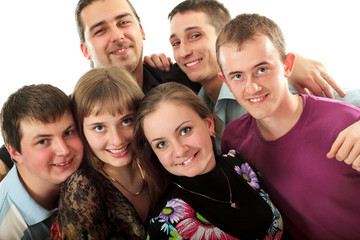 students happy group isolated on white