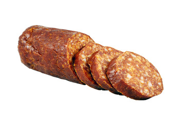 Smoked sausage isolated on white