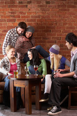 Young friends in café
