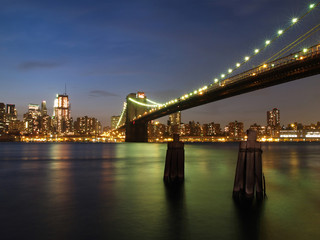 Obraz premium New York City Skyline i Most Brookliński