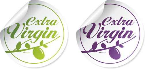 Extra virgin olive oil stickers set
