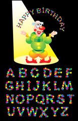 KONFETTI_letters and clown (Happy Birthday greetings)