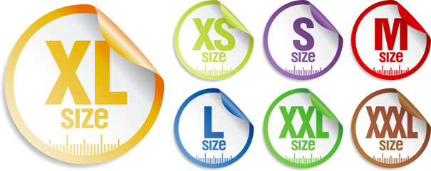 size clothing stickers set