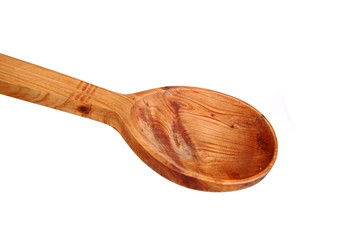 Old wooden spoon, isolated on white background