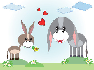 Mothers day ,two donkeys