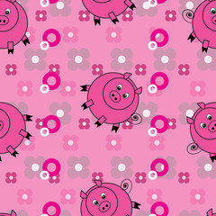 Cute pigs seamless pattern