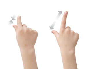 Fingers zooming in and out, clipping path