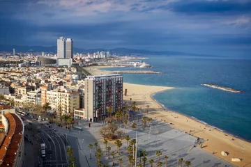 Crédence de cuisine en plexiglas Barcelona Vue à vol d& 39 oiseau sur la plage de Barcelone, Espagne.