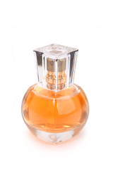 Elegant perfume bottle isolated on white