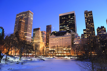 New York City Manhattan Central Park panorama in winter