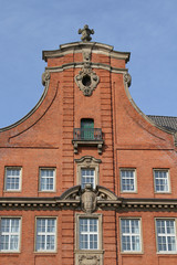 Detailaufnahme eines alten Backsteingebäudes