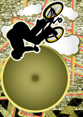 Vintage urban grunge background design with bmx biker silhouette
