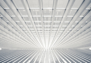Modern futuristic interior with concrete arches in perspective