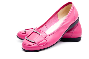 woman pink shoes