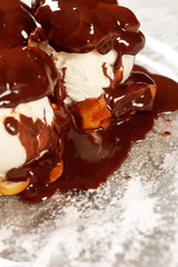 Ice cream with Chocolate topping