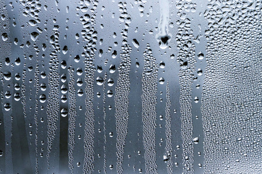 Water droplets on a glass surface