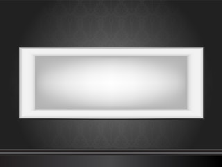 Obraz premium White frame on wall with seamless black wallpaper