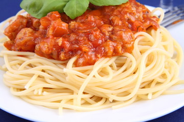 Spaghetti bolognese on a plate
