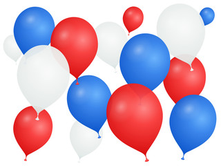 L&acirc;cher de ballons bleus blancs rouges