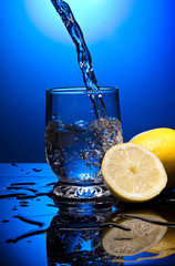 water glass blue limon objekt clean