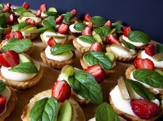 Delicious flans with fruit