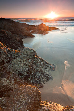 australian seascape at sunrise at vertical format